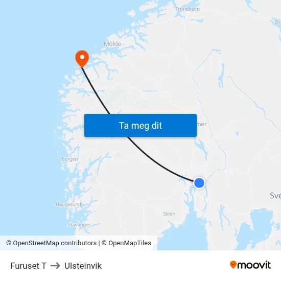 Furuset T to Ulsteinvik map