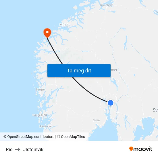 Ris to Ulsteinvik map
