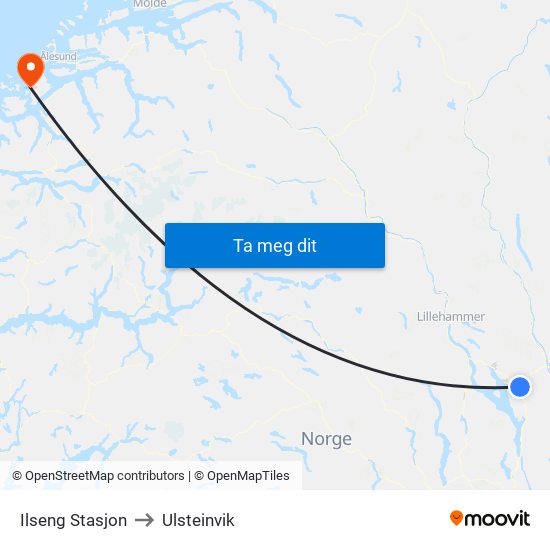 Ilseng Stasjon to Ulsteinvik map