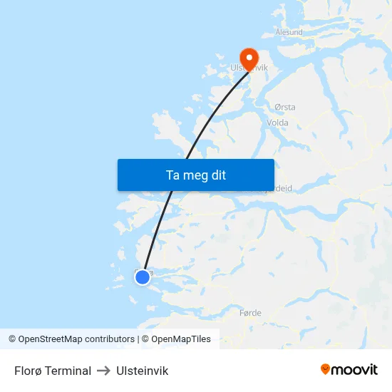 Florø Terminal to Ulsteinvik map