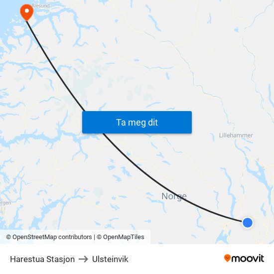 Harestua Stasjon to Ulsteinvik map