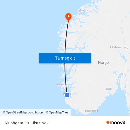 Klubbgata to Ulsteinvik map