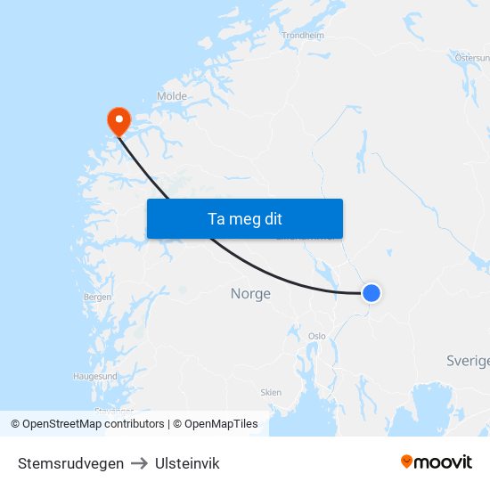 Stemsrudvegen to Ulsteinvik map