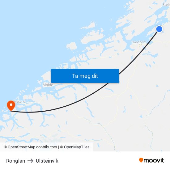Ronglan to Ulsteinvik map