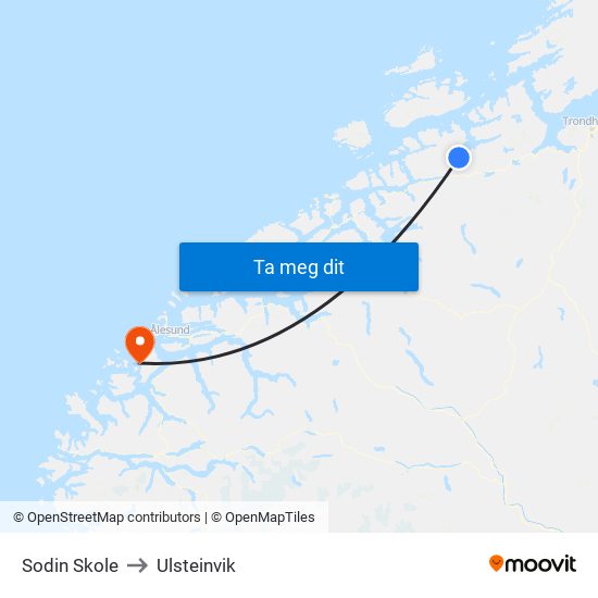 Sodin Skole to Ulsteinvik map