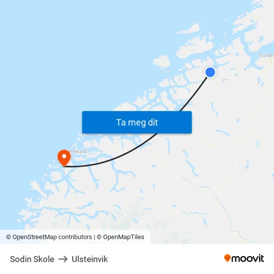 Sodin Skole to Ulsteinvik map