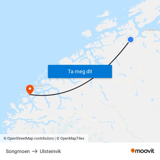 Songmoen to Ulsteinvik map