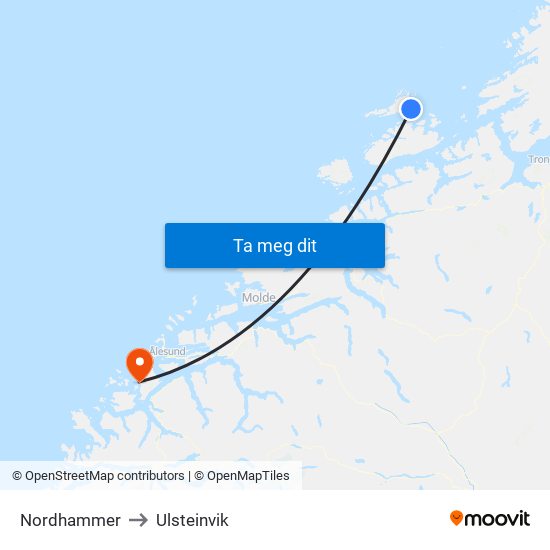 Nordhammer to Ulsteinvik map
