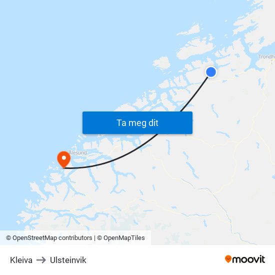 Kleiva to Ulsteinvik map