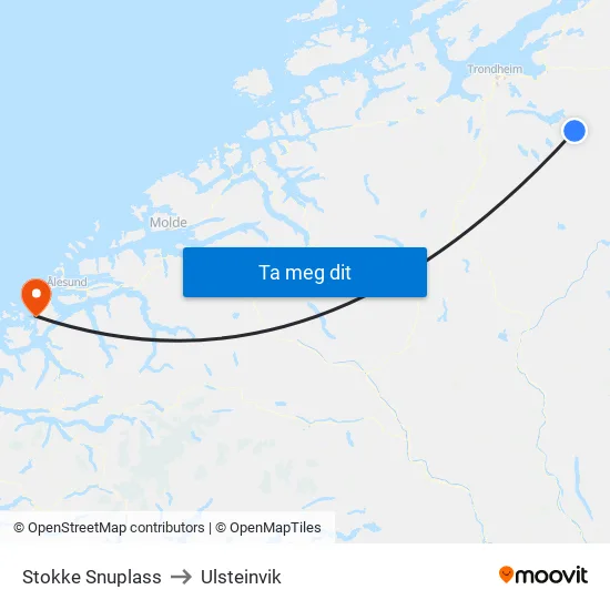 Stokke Snuplass to Ulsteinvik map