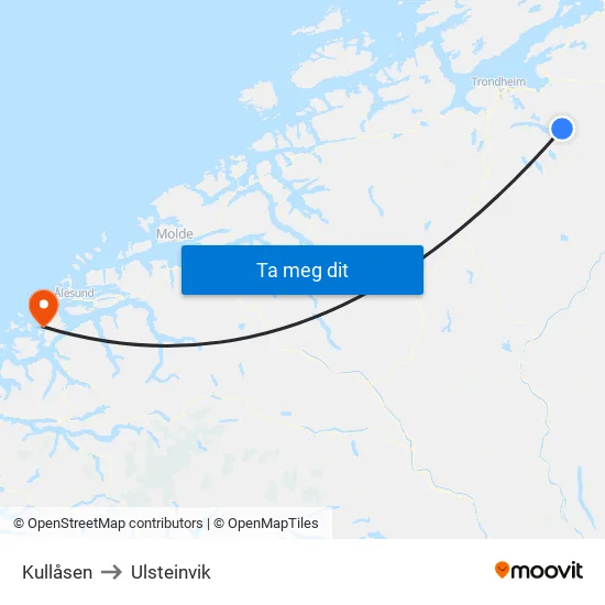Kullåsen to Ulsteinvik map
