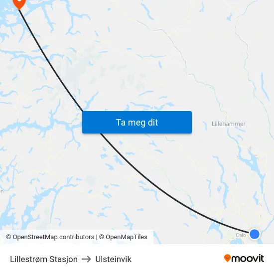Lillestrøm Stasjon to Ulsteinvik map