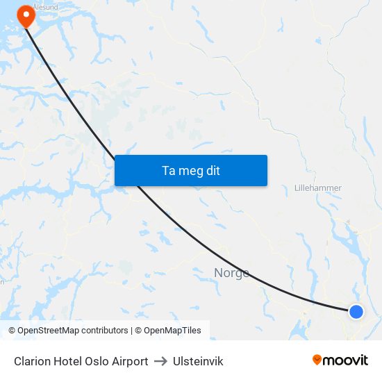 Clarion Hotel Oslo Airport to Ulsteinvik map