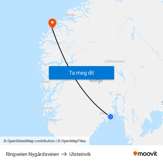 Ringveien Nygårdsveien to Ulsteinvik map