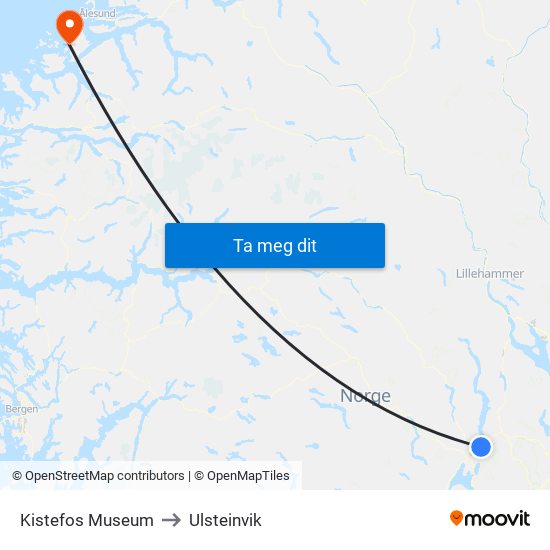Kistefos Museum to Ulsteinvik map