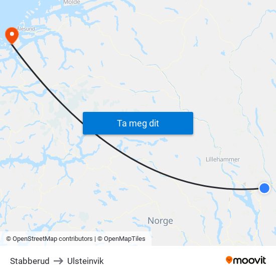 Stabberud to Ulsteinvik map