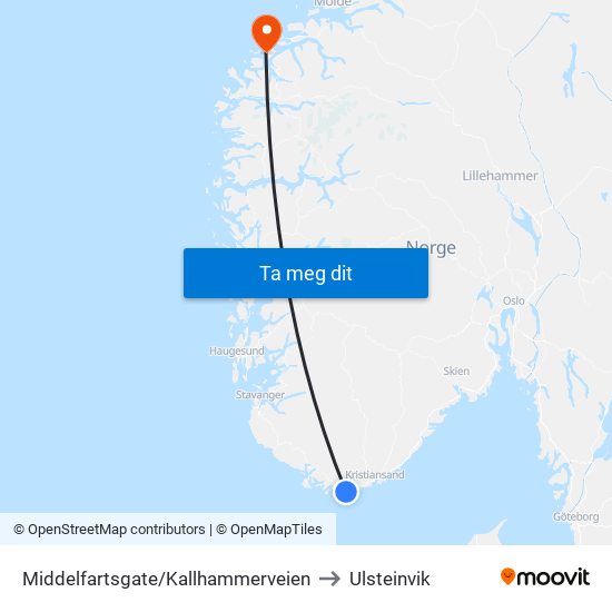 Middelfartsgate/Kallhammerveien to Ulsteinvik map