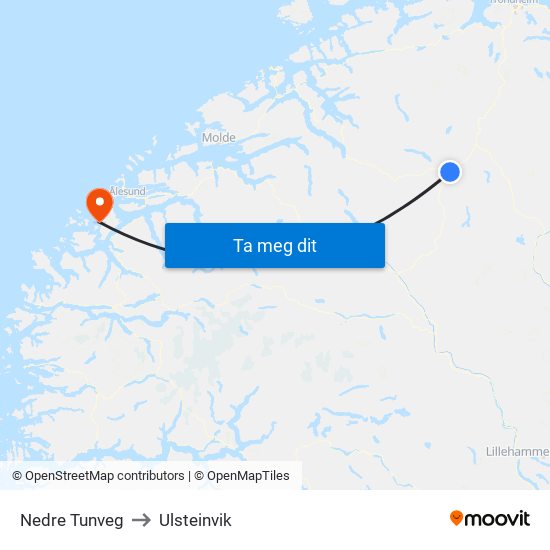 Nedre Tunveg to Ulsteinvik map