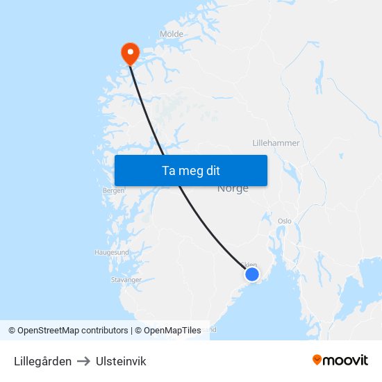 Lillegården to Ulsteinvik map