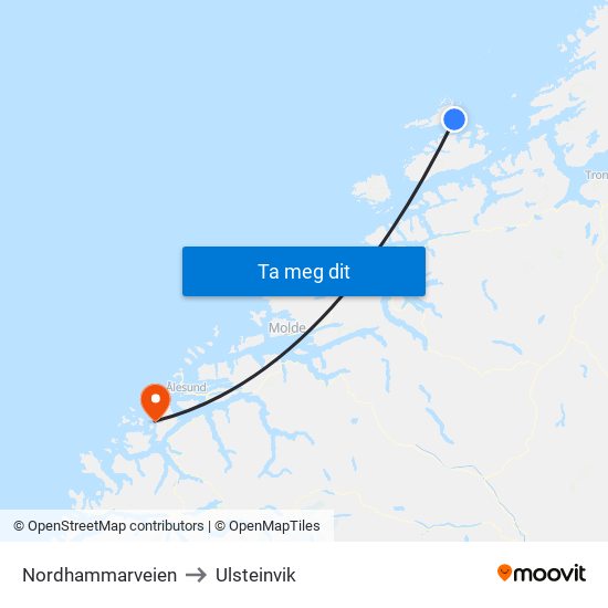Nordhammarveien to Ulsteinvik map