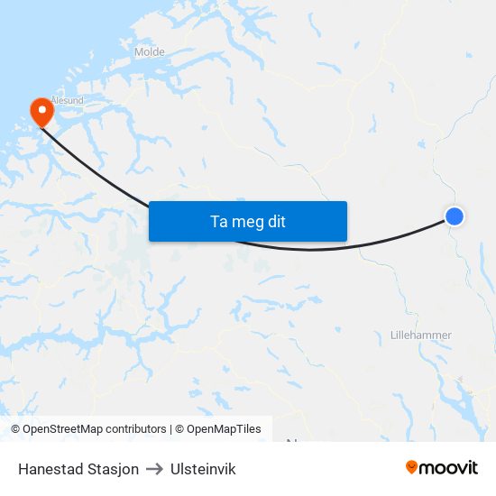 Hanestad Stasjon to Ulsteinvik map