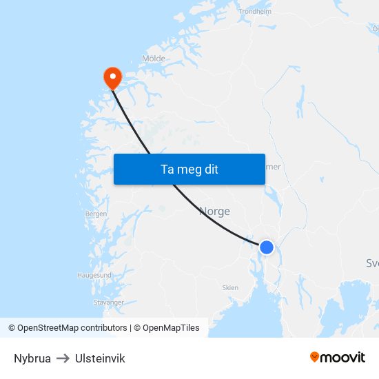 Nybrua to Ulsteinvik map