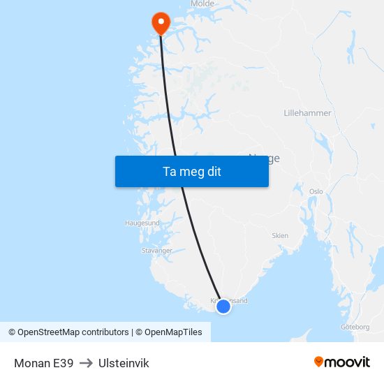 Monan E39 to Ulsteinvik map