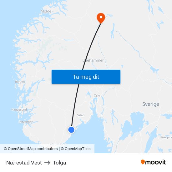 Nærestad Vest to Tolga map