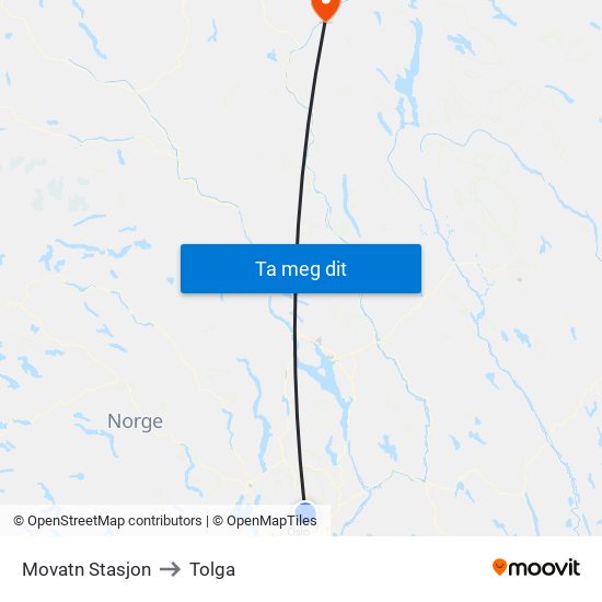 Movatn Stasjon to Tolga map