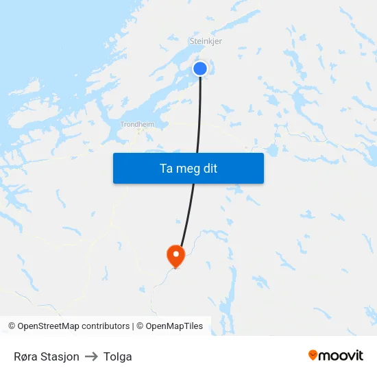 Røra Stasjon to Tolga map