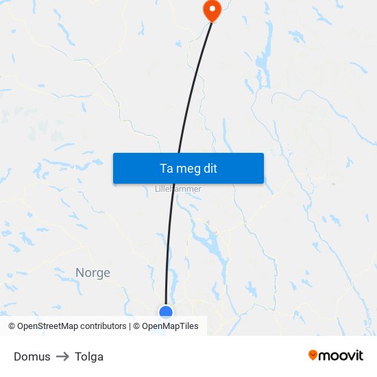 Domus to Tolga map