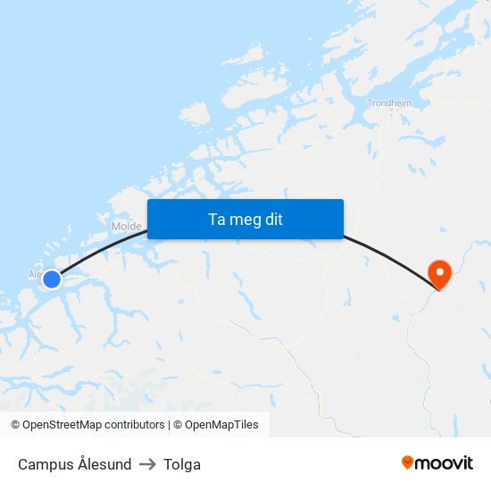 Campus Ålesund to Tolga map