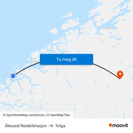 Ålesund Rutebilstasjon to Tolga map