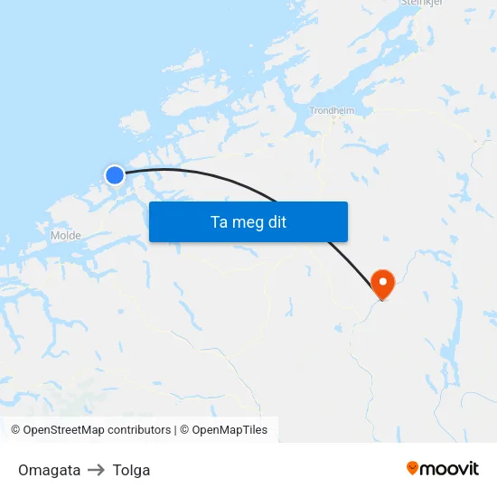 Omagata to Tolga map