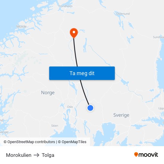 Morokulien to Tolga map