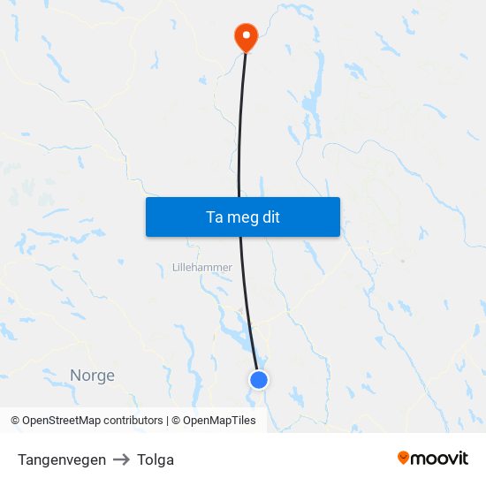 Tangenvegen to Tolga map