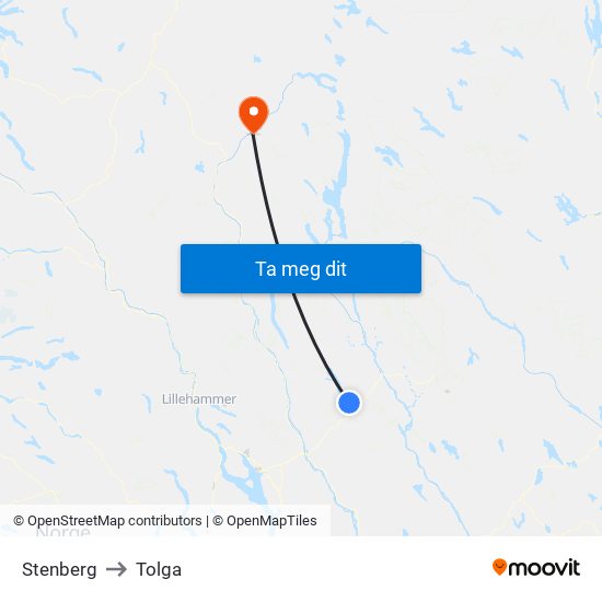Stenberg to Tolga map