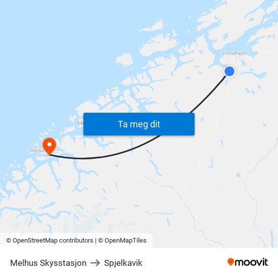 Melhus Skysstasjon to Spjelkavik map