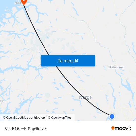 Vik E16 to Spjelkavik map