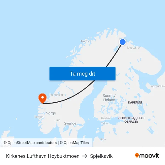Kirkenes Lufthavn Høybuktmoen to Spjelkavik map