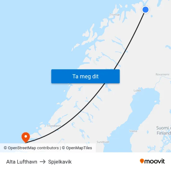 Alta Lufthavn to Spjelkavik map