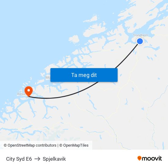City Syd E6 to Spjelkavik map
