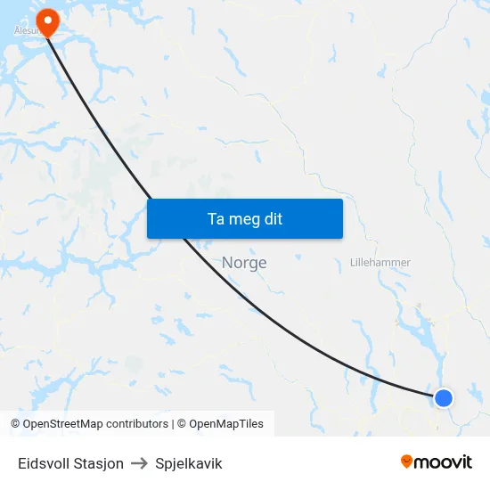 Eidsvoll Stasjon to Spjelkavik map