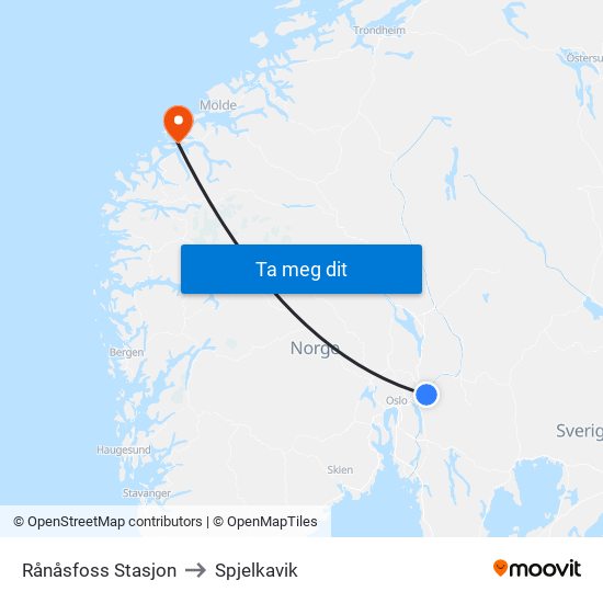 Rånåsfoss Stasjon to Spjelkavik map