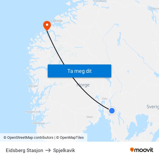 Eidsberg Stasjon to Spjelkavik map