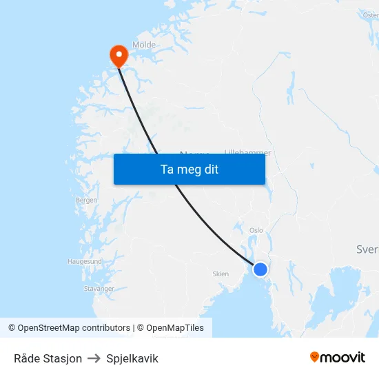 Råde Stasjon to Spjelkavik map
