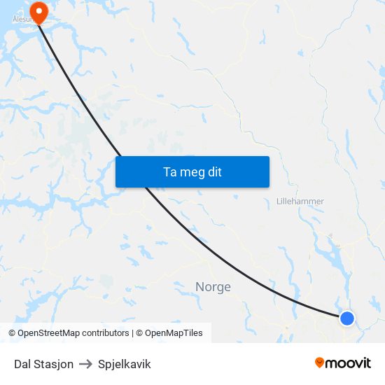 Dal Stasjon to Spjelkavik map