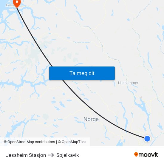 Jessheim Stasjon to Spjelkavik map
