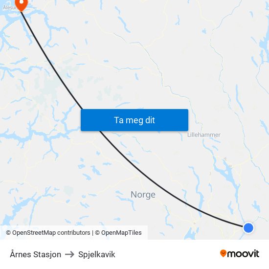 Årnes Stasjon to Spjelkavik map