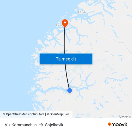 Vik Kommunehus to Spjelkavik map